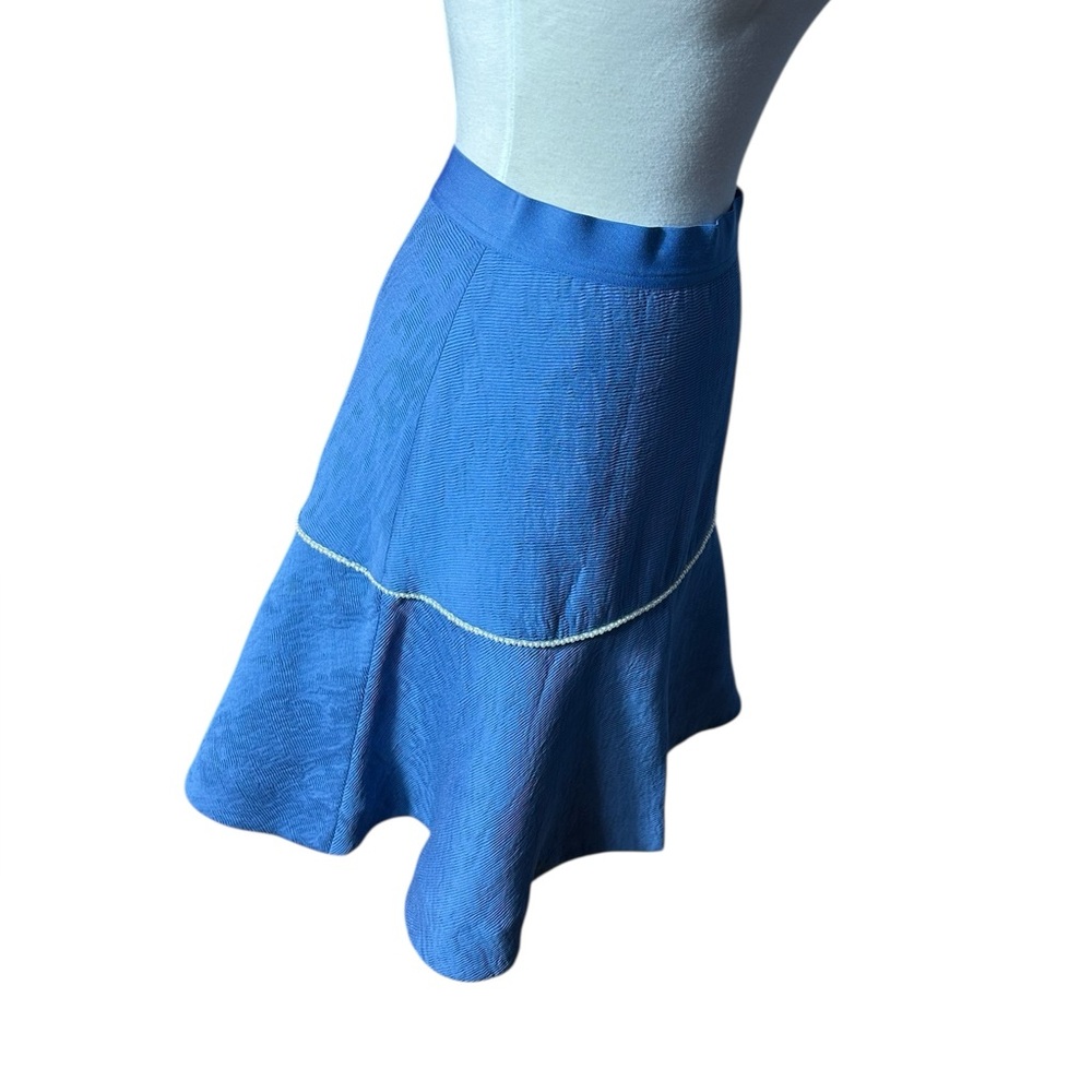 Sandro Paris Elegant Blue Women's Fit & Flare Mini Skirt With Pearl Detailing - Picture 6 of 11